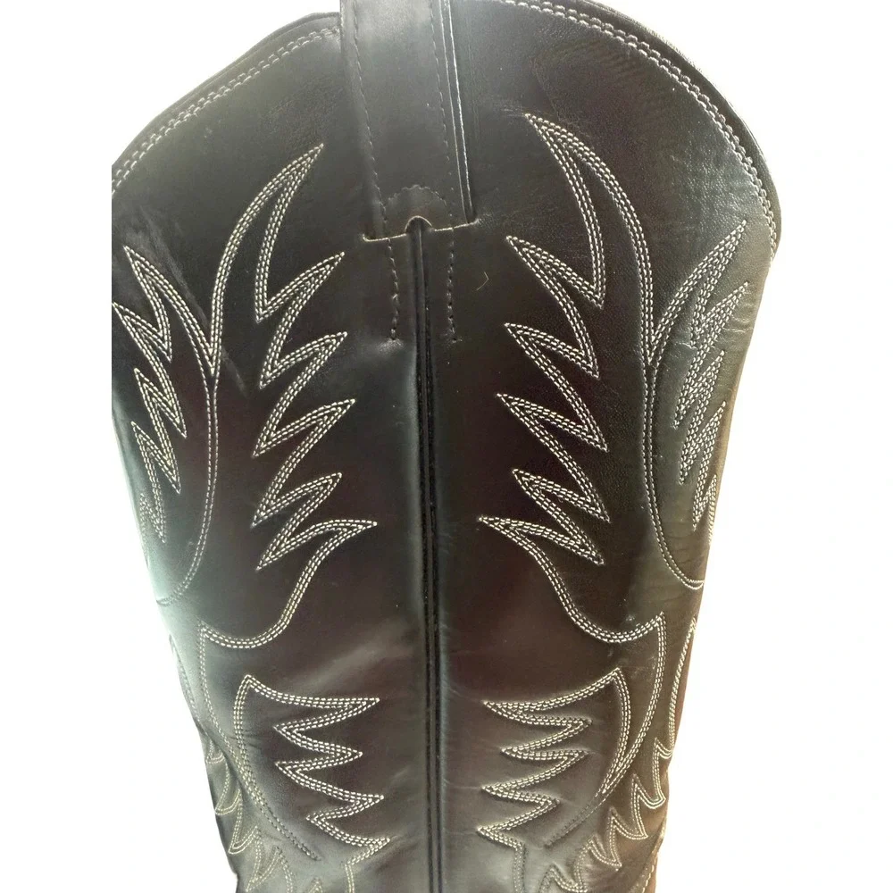 Vintage Justin 2041 Men's‎ 11D Black Leather Cowboy Boots Made USA